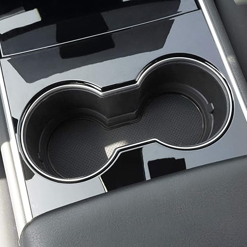 Miniatura 6 de Auovo Posavasos 3D de automóvil para Tesla Model 3 2017-2023, accesorios interiores 2020-2023 Modelo Y de silicona para portavasos (negro, 3 piezas)