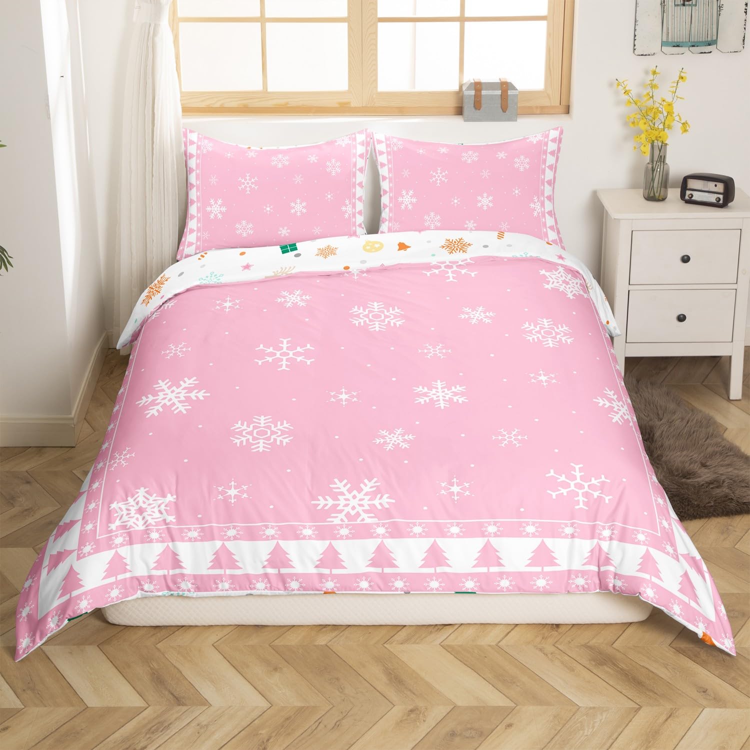 Homewish Świąteczny zestaw pościeli choinka i płatek śniegu poszewka na kołdrę podwójna boho Boże Narodzenie świąteczna dekoracyjna poszewka na kołdrę płatek śniegu dekoracje narzuta na łóżko dla