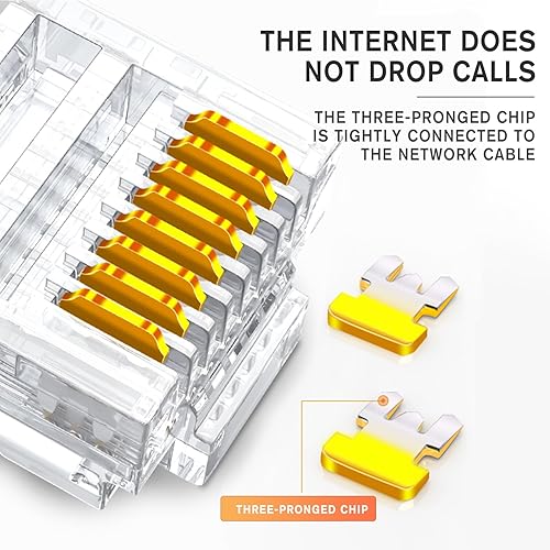 Miniatura 2 de Ercielook Extremos RJ45 - Conector RJ45 Cat6 Cat5 RJ45, paquete de 100 conectores Ethernet 8P8C
