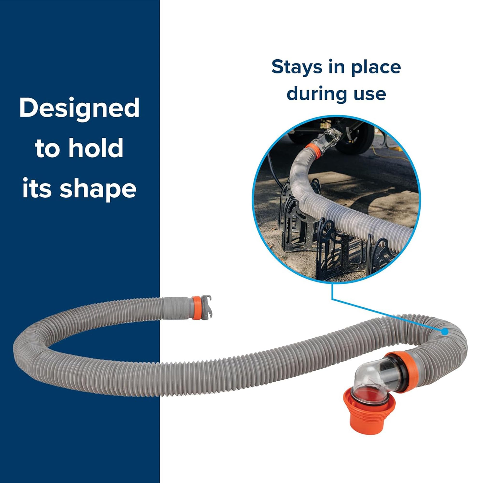 Camco Rhino X - Kit de manguera de alcantarillado para caravana/caravana, (2) mangueras sépticas resistentes de 10 pies - Diseñado para mantener la forma y permanecer en su lugar - Incluye adaptador 4