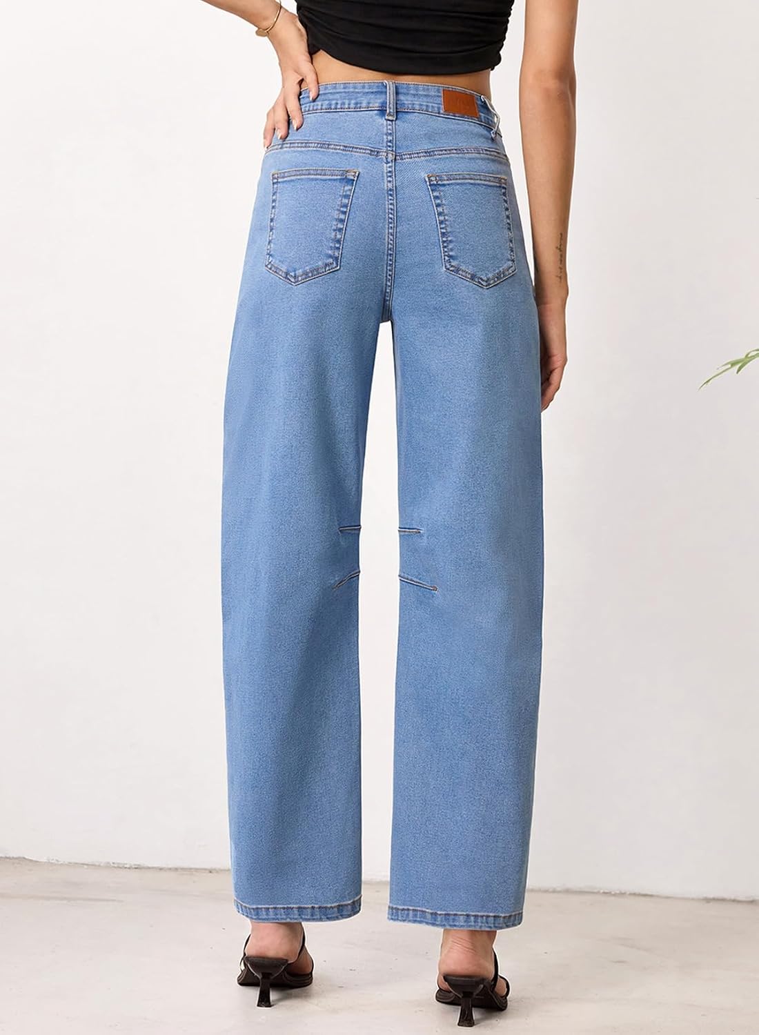 Sidefeel Women's High Waist Stretchy Barrel Wide Leg Jeans image 5