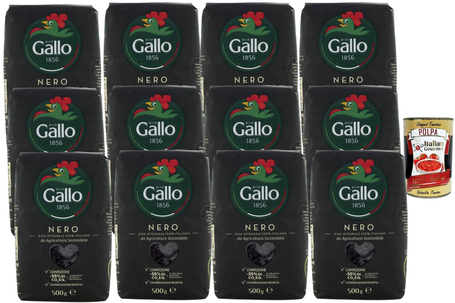 Italian Gourmet Schwarzer Vollkornreis 12x500g 6kg mit Polpa Vorratspack