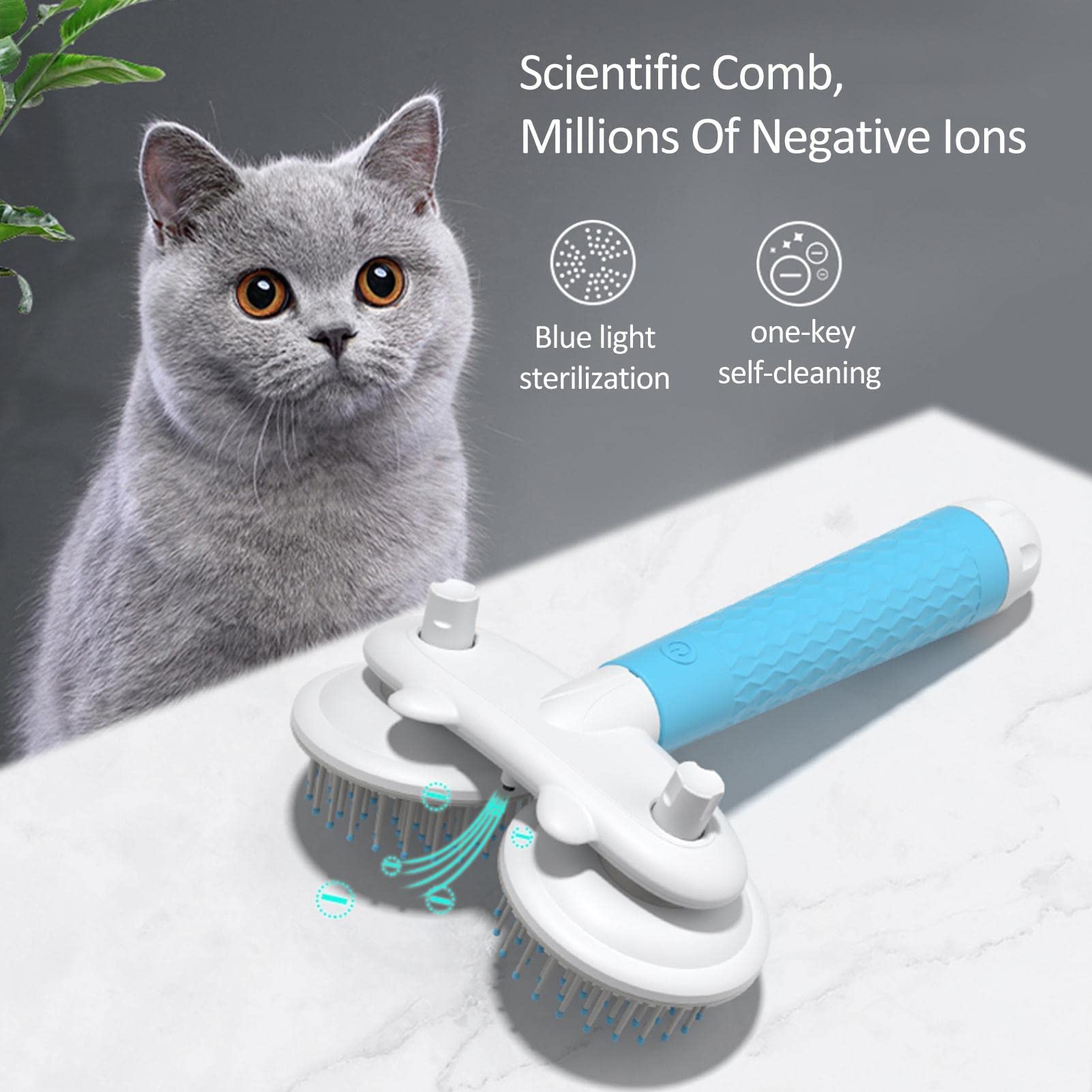 Cepillo para mascotas Cepillo para perros y gatos Cepillo para mascotas con dientes densos Cepillo para perros y gatos para mudar el aseo - Cepillo de pelo para gatos de doble cabeza Cepillo suave par