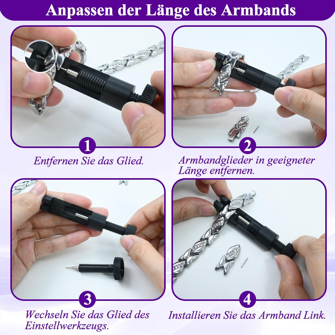 Bracciale magnetico Vicmag 2 pezzi da donna in acciaio al titanio ultra