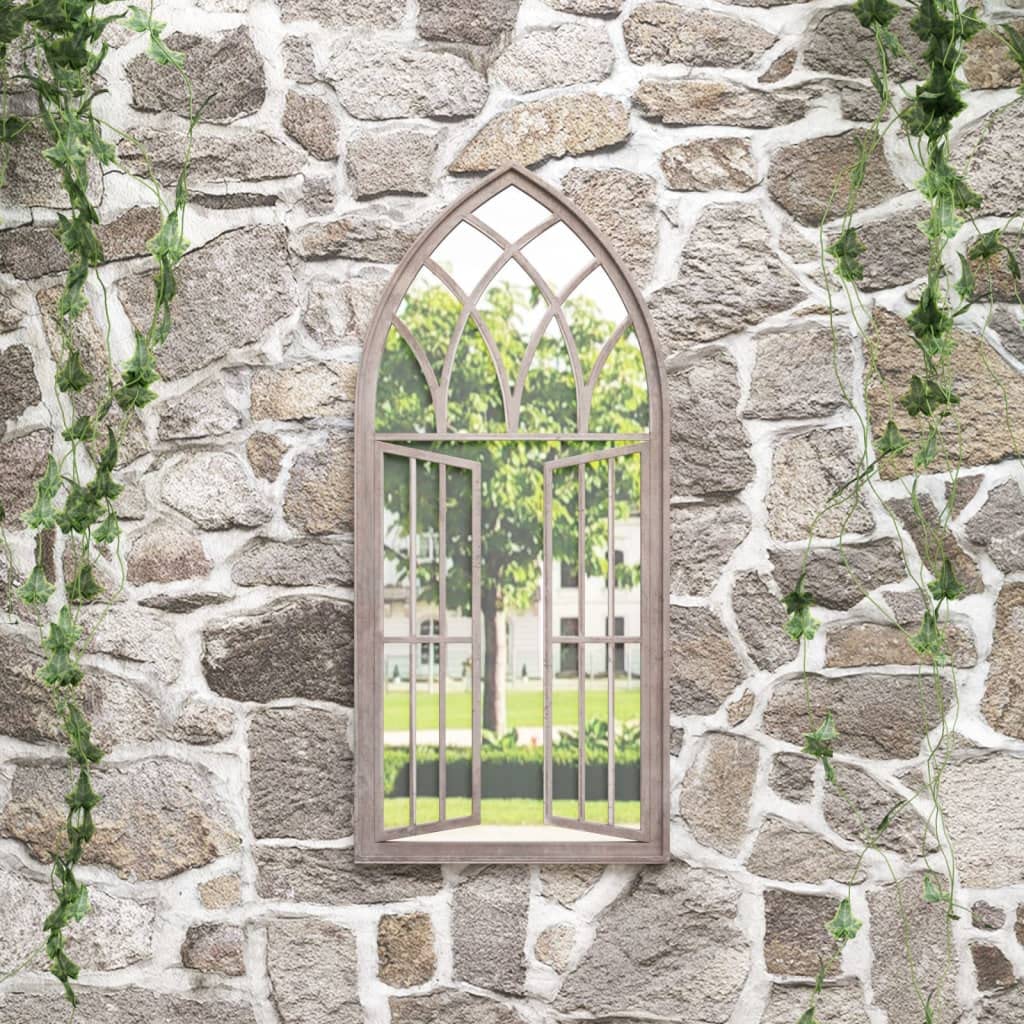 Miroir décoratif de jardin - 100 x 45 cm - Miroir mural de jardin avec effet rouille - En fer robuste - Miroir extérieur pour extérieur avec aspect vieilli