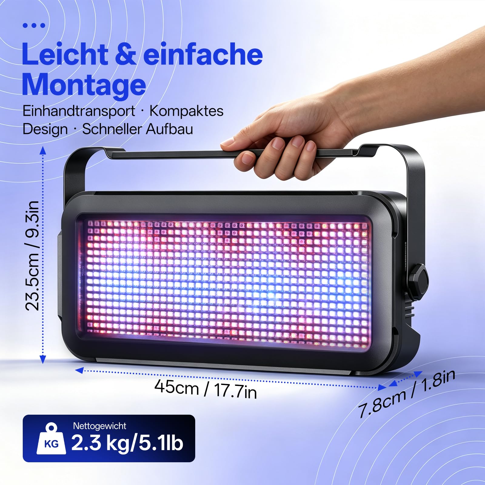 120W Wallwasher Luce da Palcoscenico RGB, 640 LEDs con Effetti di Stroboscopica, Illuminazione Palco DMX con Suono Attivato und 32 Effetti di Luce, Faro LED per Matrimoni Cortili Palchi