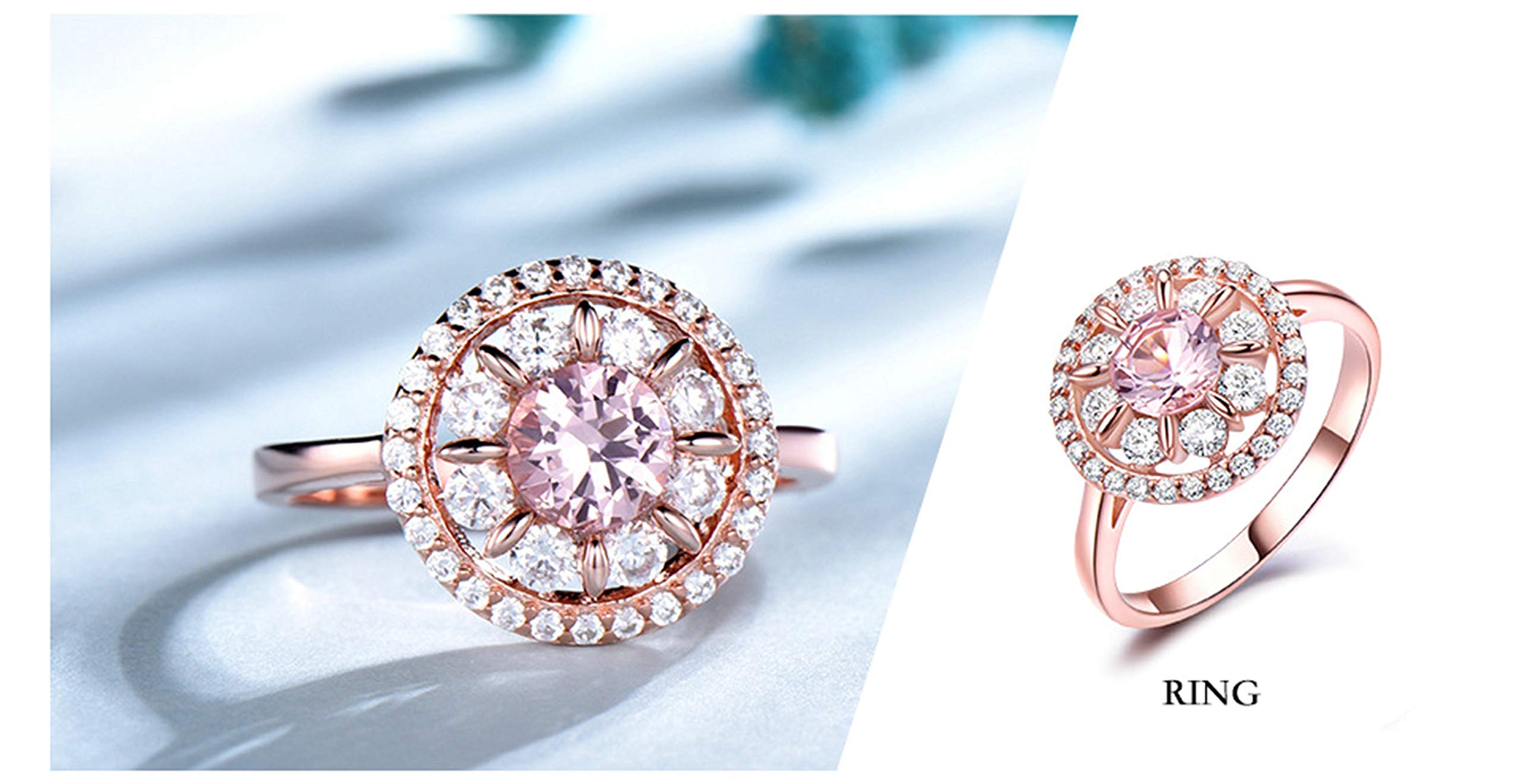 Anello Donna, Collana Argento Donna Fiore in Argento 925 Set Orecchino Collana E Anello per Donna Donna Zirconia Cubica Rosa