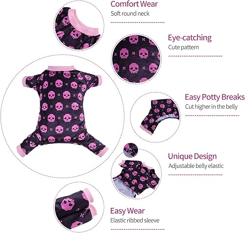 Miniatura 2 de CuteBone Pijamas de Halloween para perros, ropa de calavera, pijamas suaves para cachorros para perros pequeños, P248L