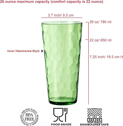 Miniatura 2 de KOXIN-KARLU Mixed Drinkware - Vasos de plástico de 26 onzas, vasos de agua acrílicos, juego de 6 unidades, color verde