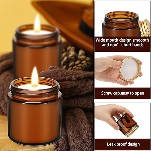Miniatura 3 de Zhehao 24 tarros de vela de vidrio con tapas a granel, 4 onzas de color ámbar, redondos, vacíos, para hacer velas, aptos para lavavajillas y a