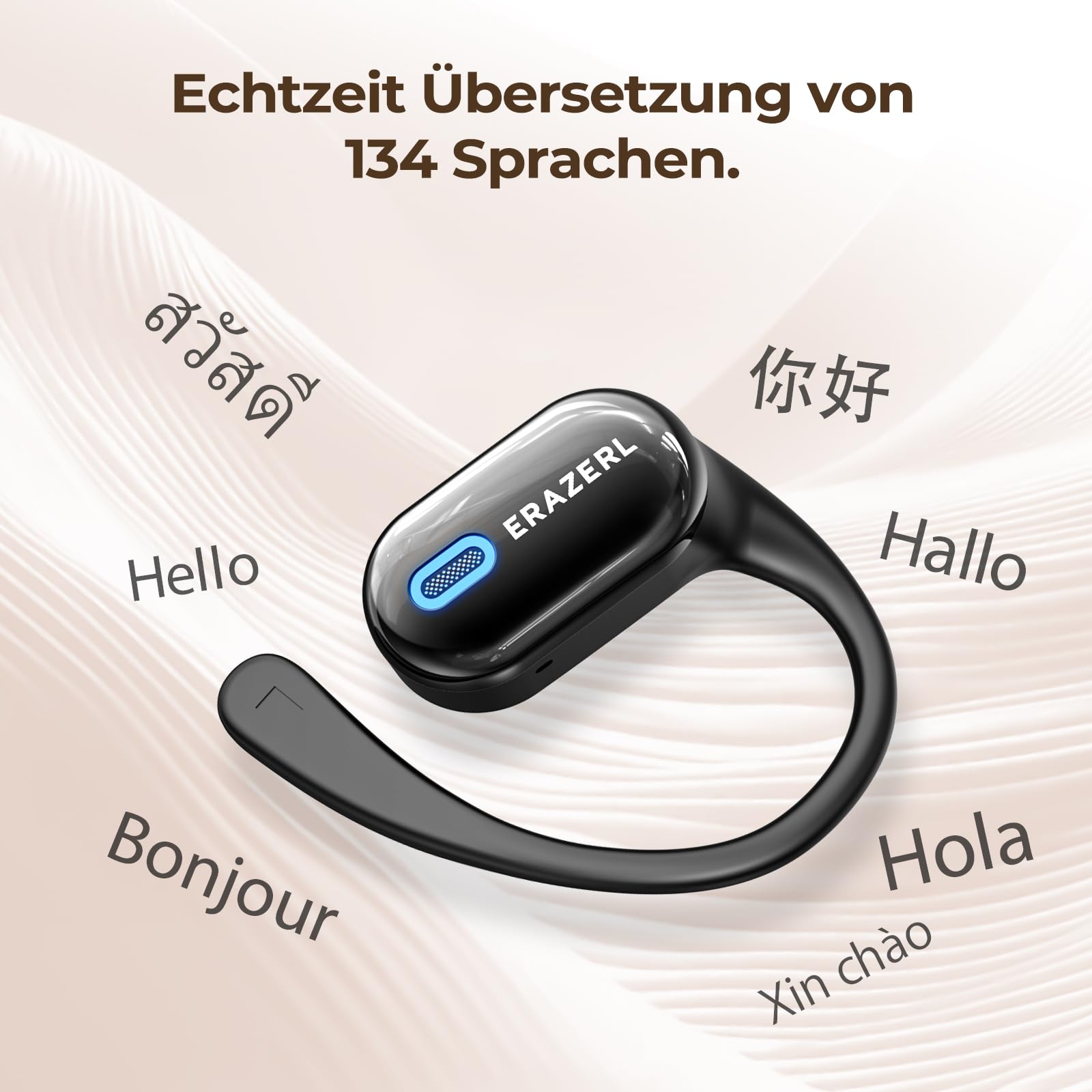 XP18 KI-Übersetzungs-Ohrhörer mit Echtzeitübersetzung, Übersetzungsgerät für 134 Sprachen (kein Abonnement erforderlich), Bluetooth 6.0 Übersetzer-Ohrhörer 3-in-1 mit 7 Übersetzungsmodi für Reisen