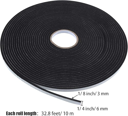 Miniatura 10 de Tatuo Cinta de montaje de espuma de doble cara de 18 pulgadas de grosor, 3 rollos de tira de sellado de puerta para marco de jamba de puerta,