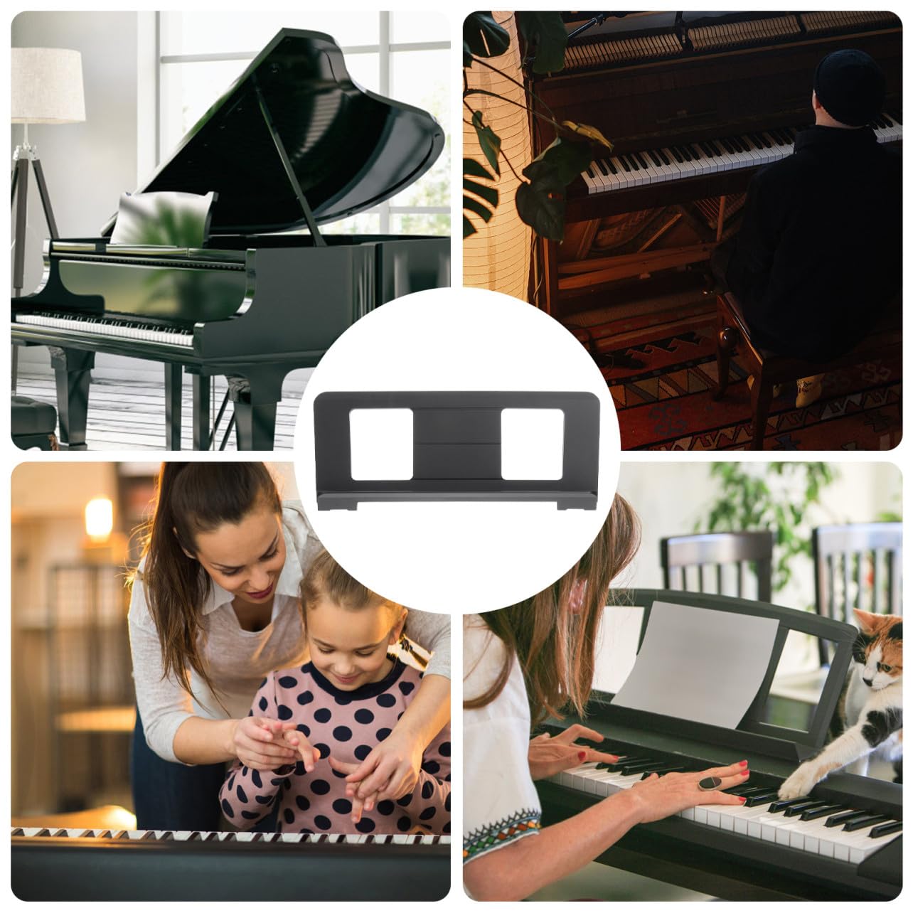 Leggio per Spartiti Musicali Nero Abs, Supporto Pieghevole Portatile | Struttura Semplice ed Elegante, Finitura senza Sbavature, per Pratica Musicale e Uso Quotidiano