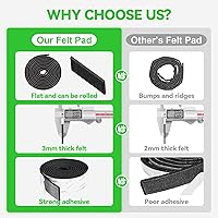 Vista 118 de Tiras de fieltro con respaldo adhesivo, tiras de fieltro adhesivas, paquete de 4 rollos de fieltro 1/2 x 60 pulgadas, cinta de fieltro beige