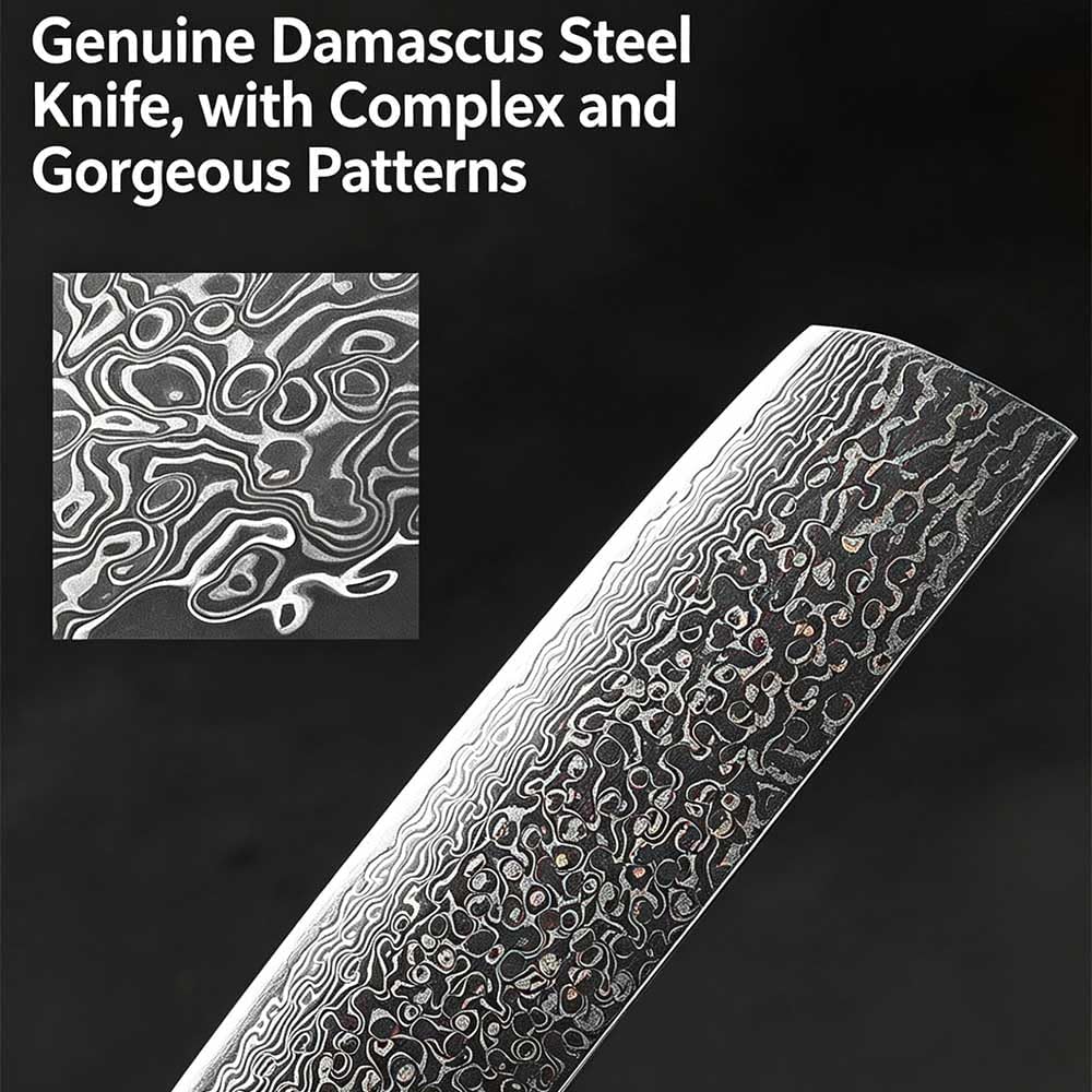 Damascus Steel Kitchen Knife Set 5PCS, Japanese Santoku Chef Knife, Boning Knife with Abalone Shell Handle, Ultra Sharp Professional Kitchen Cutlery Set for Home Cooking Restaurant Use blue