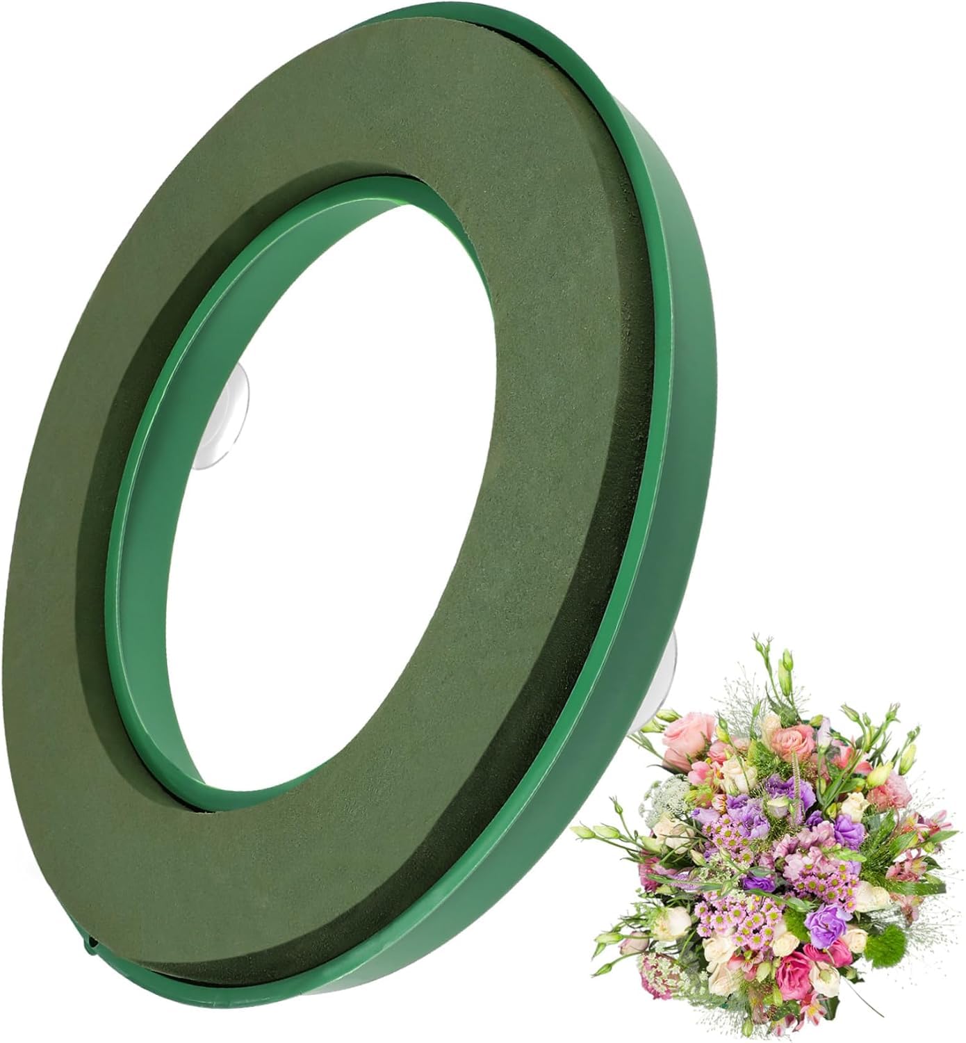Niltracy Flower Foam Ring with Suction Cup Car Flower Mud Green Wet Foam Blocks Round Floral Foam Blocks Artificial Floral Arrangements Mud for Florist Wedding Car Holiday Decoration 140g
