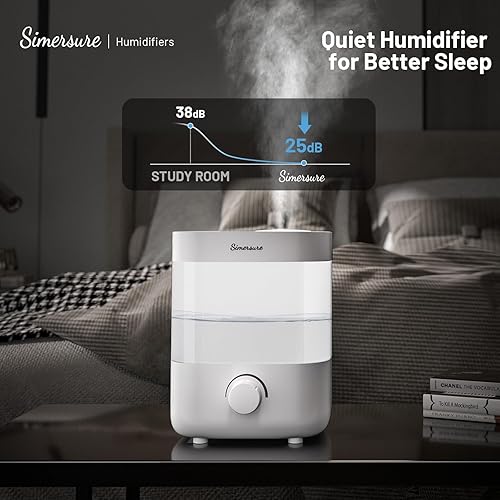 Miniatura 5 de Humidificador de llenado superior, tanque de agua de 2 L para dormitorio, humidificador de aire blanco de larga duración 28 horas para habitación