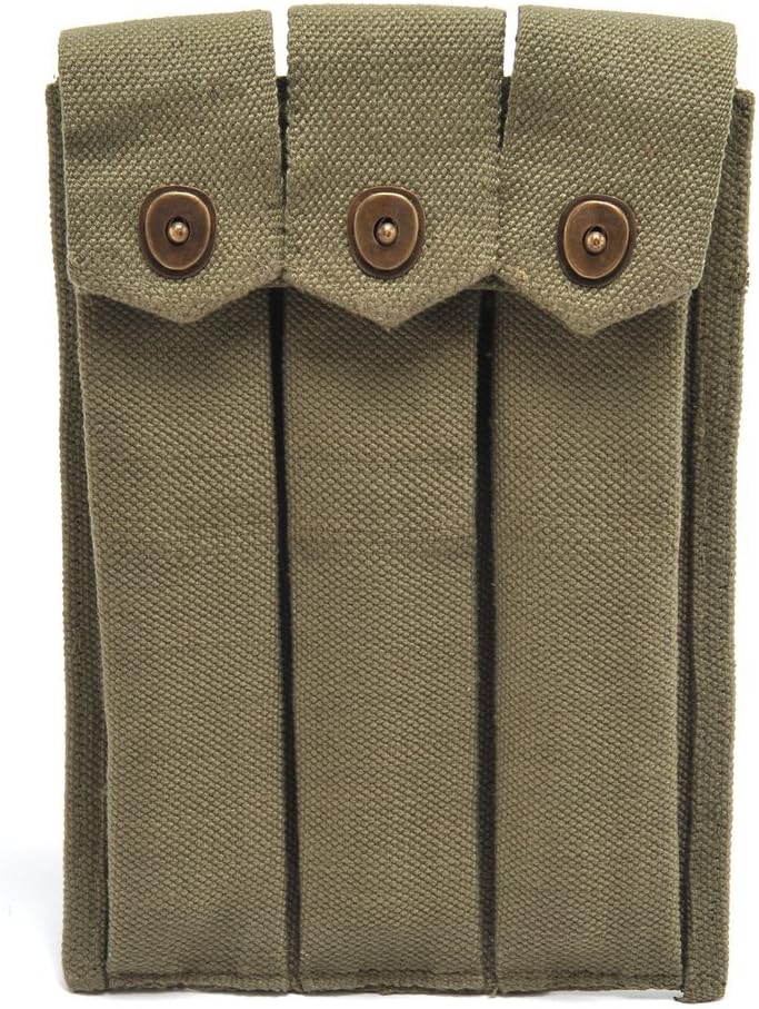 US WW2 Thompson 3 Cell Magazine Pouch Marked JT&L 1944