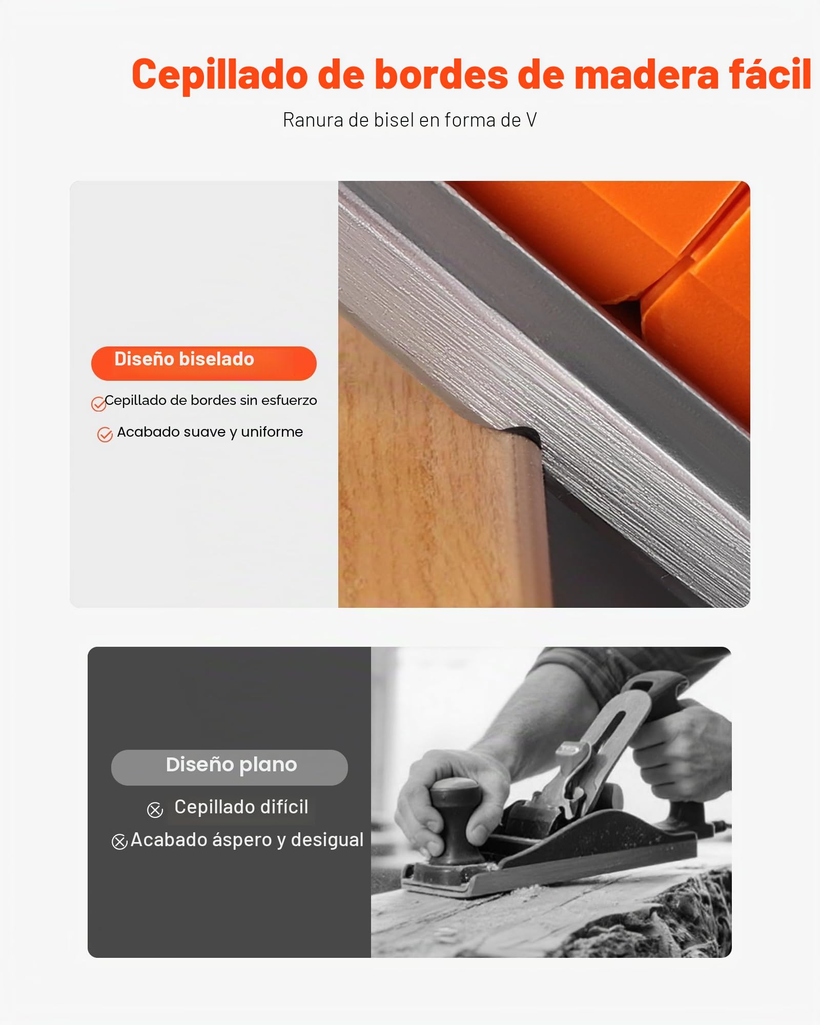 VEVOR Cepilladora Eléctrica con Cable Ancho de Corte de 82 mm, 650 W, 16800 RPM, Cepilladora de Madera, Profundidad de Corte Ajustable, Ideal para Carpintería, Biselado, Bricolaje, Acabado Liso