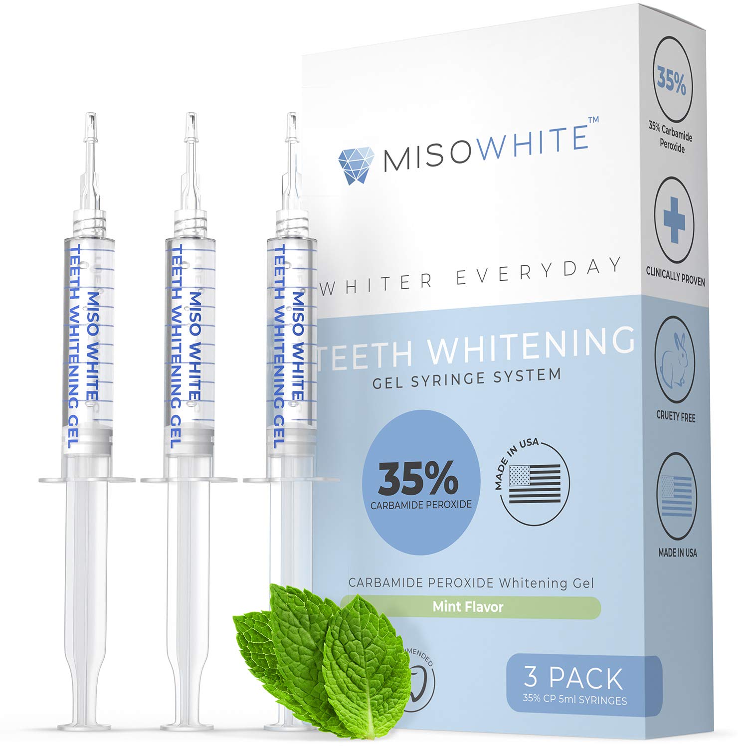 MisoWhite Teeth Whitening Gel Syringe System 3Pack