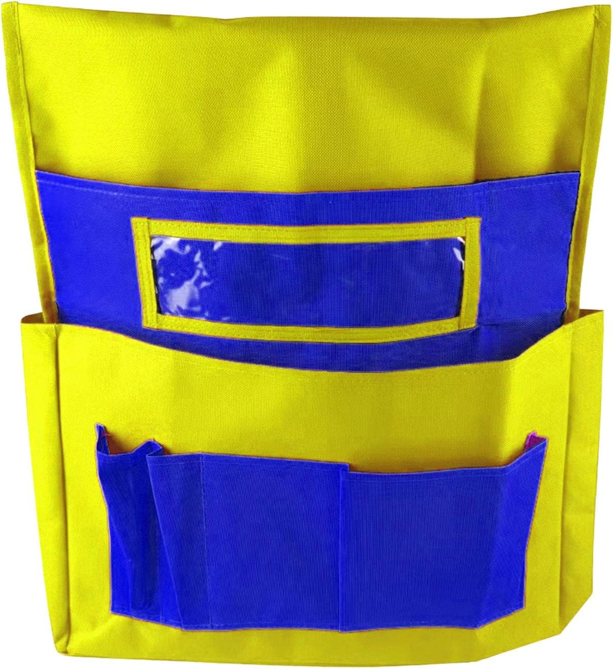 CLUB BOLLYWOOD® Oxford Cloth Chairback Organizer and Label Slot for Classroom Daycare Yellow Blue | Kids & Teens at Home | School Supplies |Home & Garden |Other School Supplies