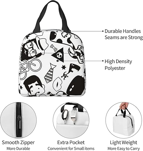 Miniatura 4 de Bolsa de almuerzo para niños y niñas, bolsa de almuerzo escolar, lonchera reutilizable con aislamiento, tela impermeable duradera, aislamiento de