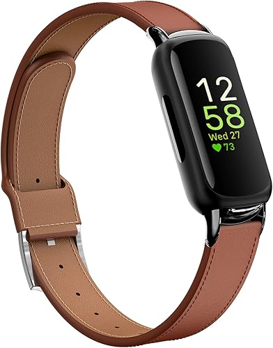 Farluya Compatible con Fitbit Inspire 3 bandas, correas de cuero suave de liberación rápida, correa ajustable para reloj inteligente Fitbit Inspire
