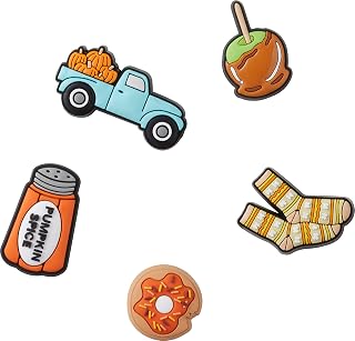 Pingentes de sapato Jibbitz unissex para adultos – Pacote múltiplo de Halloween, pingentes de terror, Pacote com 5 especiarias de abóbora, 5 Pack