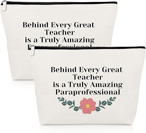 Paquete de 2 bolsas de maquillaje para profesores, regalo de agradecimiento para profesores, asistente de cumpleaños, bolsa de cosméticos, regalo de