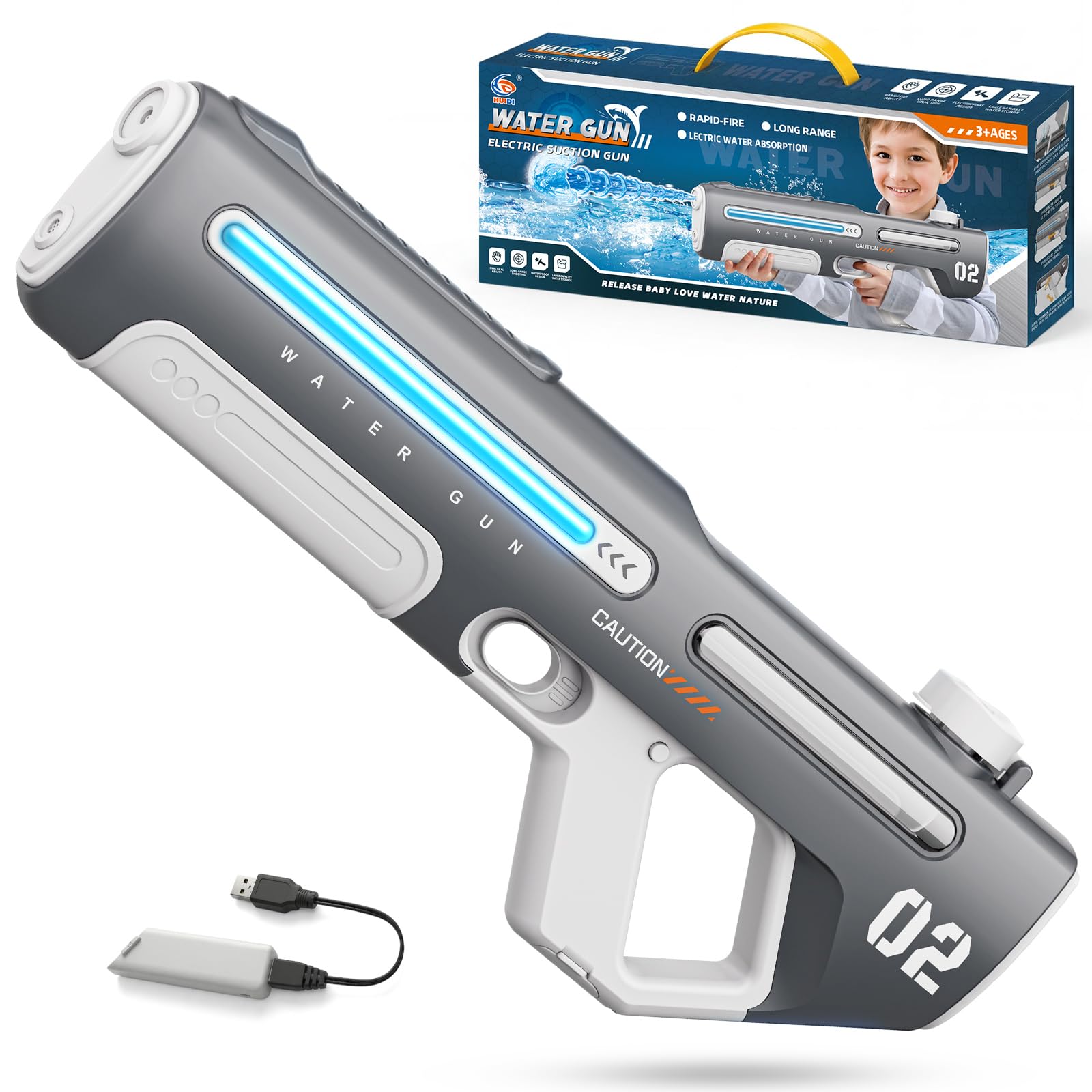 Beria Water Gun Toys for Kids 3-8 Years Old: Electric Water Toy Gun Long Range Powerful Water Pistol Watergun for Boys 3 4 5 6 7 8 Year Old Birthday Gifts Summer Party Swimming Pool Water Guns