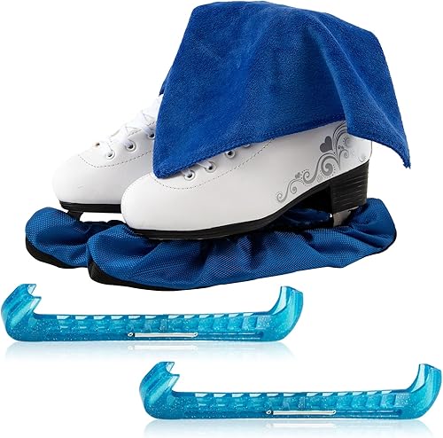 Miniatura 4 de Qchengsan Juego de protectores de patinaje y toalla, juego de regalo para patinaje sobre hielo, protectores de patinaje sobre hielo, fundas de hoja