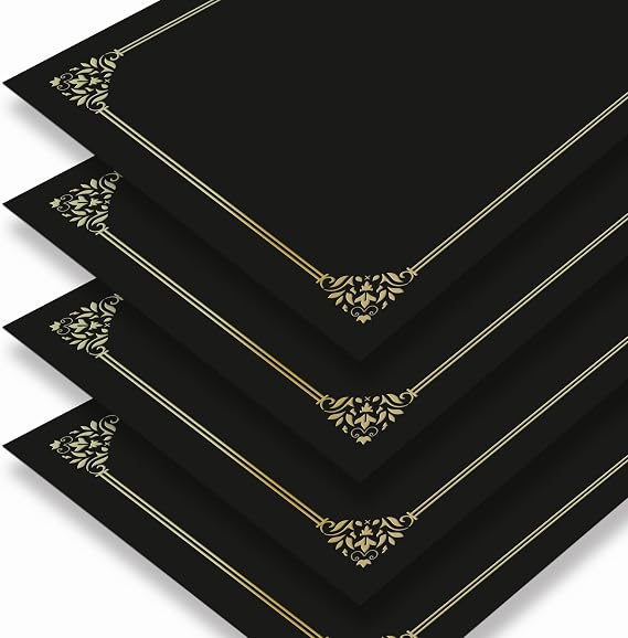 30-Packs Certificate Holders, Black Certificate Covers, Diploma Holders, Certificate Folders with Gold Foil Border for Letter Size 8.5