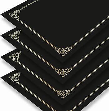 30-Packs Certificate Holders, Black Certificate Covers, Diploma Holders, Certificate Folders with Gold Foil Border for Letter Size 8.5