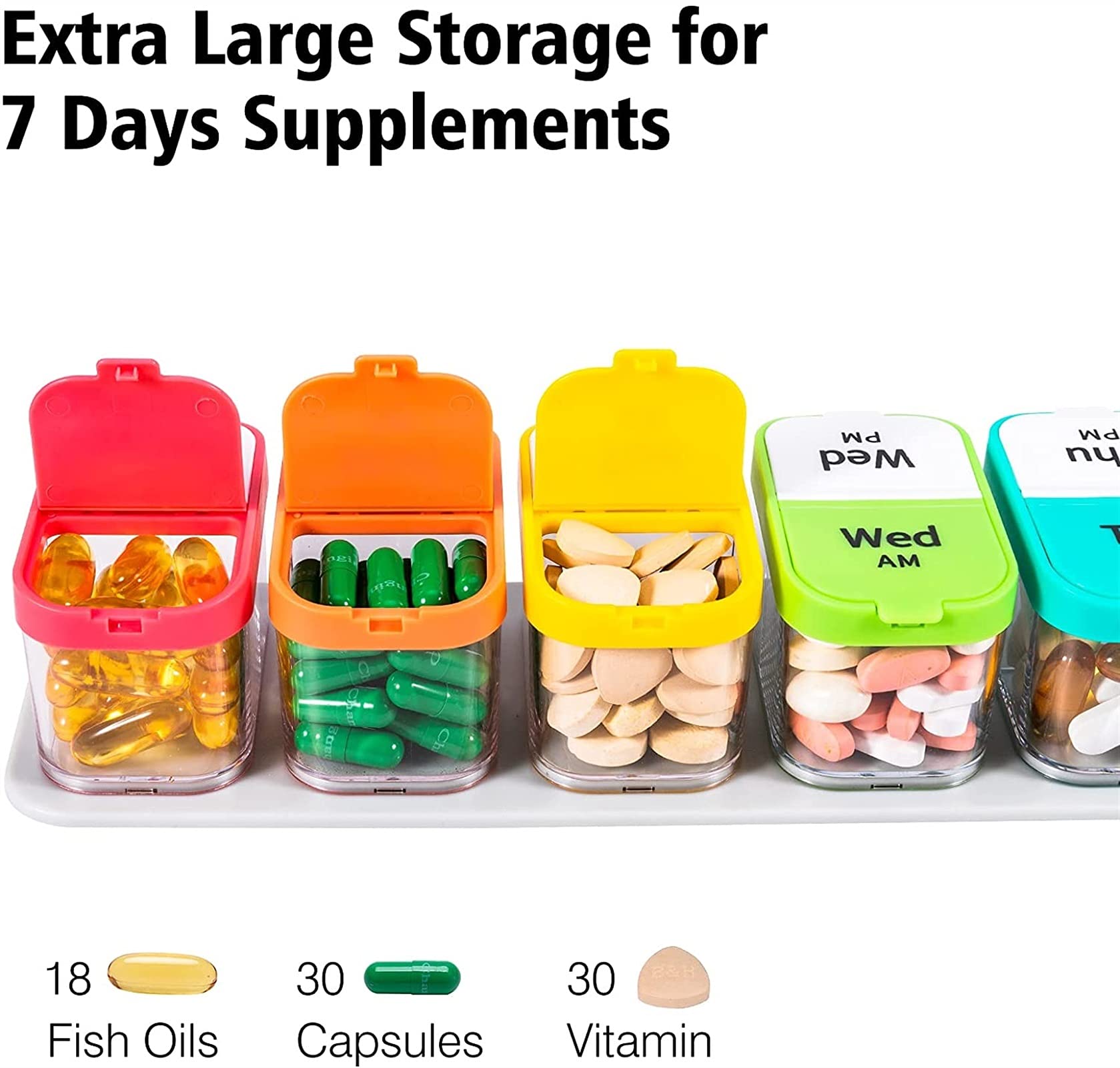 RJJ Caja de Pastillas de plástico, Caja de Pastillas portátil, Caja de píldoras divididas, Caja de Medicina, Caja de Pastillas 7 días Caja de plástico