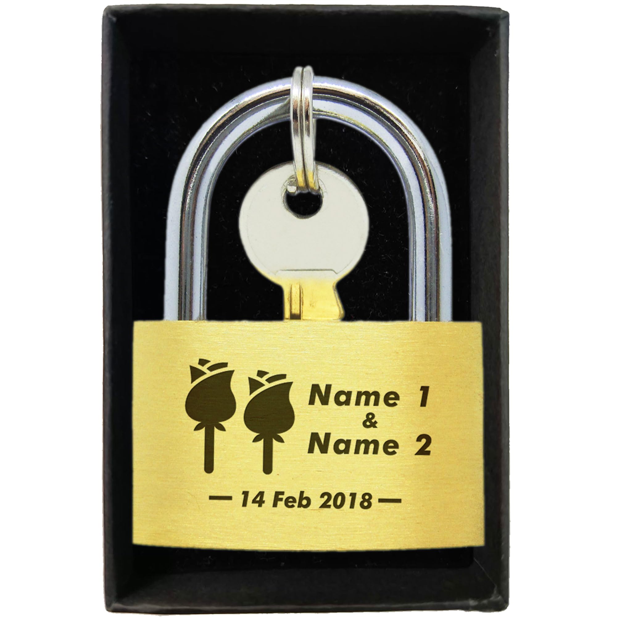 Engraved Padlock Personalised Love Lock Padlock with Key Personalised Gifts for Couples Lover Anniversary Wedding Gifts Love Lock with Gift Box for Travel Trip Valentines(Rose 2)