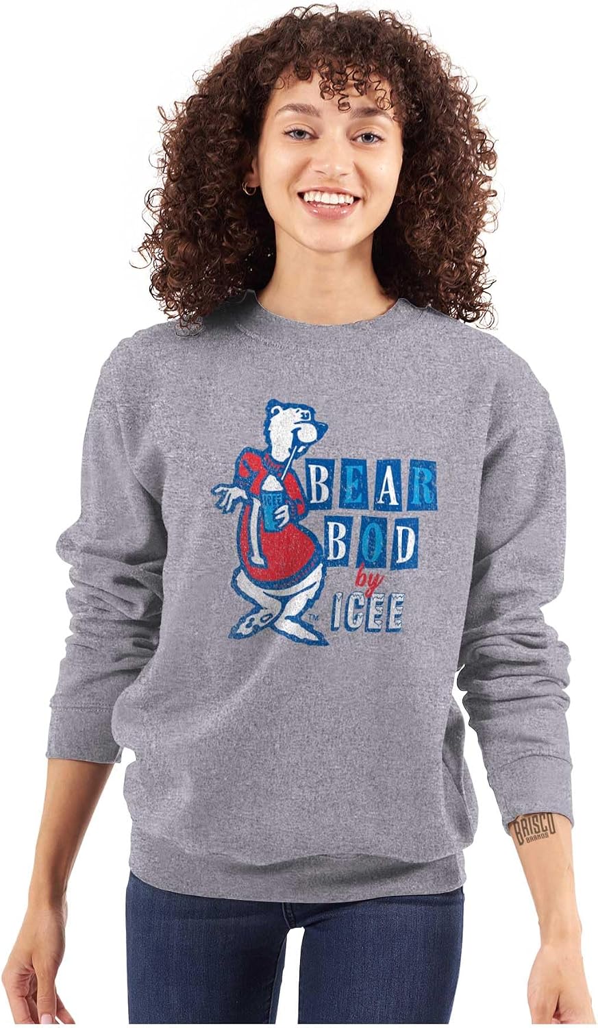 Brisco Brands Polar Bear Bod By Icee Retro Logo Sweatshirt for Men or Women