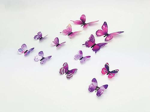 Miniatura 4 de 132 calcomanías de mariposa, calcomanías de pared de mariposas coloridas 3D, decoración de pared de mariposa de plástico 3D para fiesta de