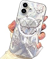 Vista 137 de I-MGAE-IN-AR - Funda compacta para iPhone 16 Pro Max con diseño de mariposa plateada brillante, a la moda, suave, delgada, de poliuretano