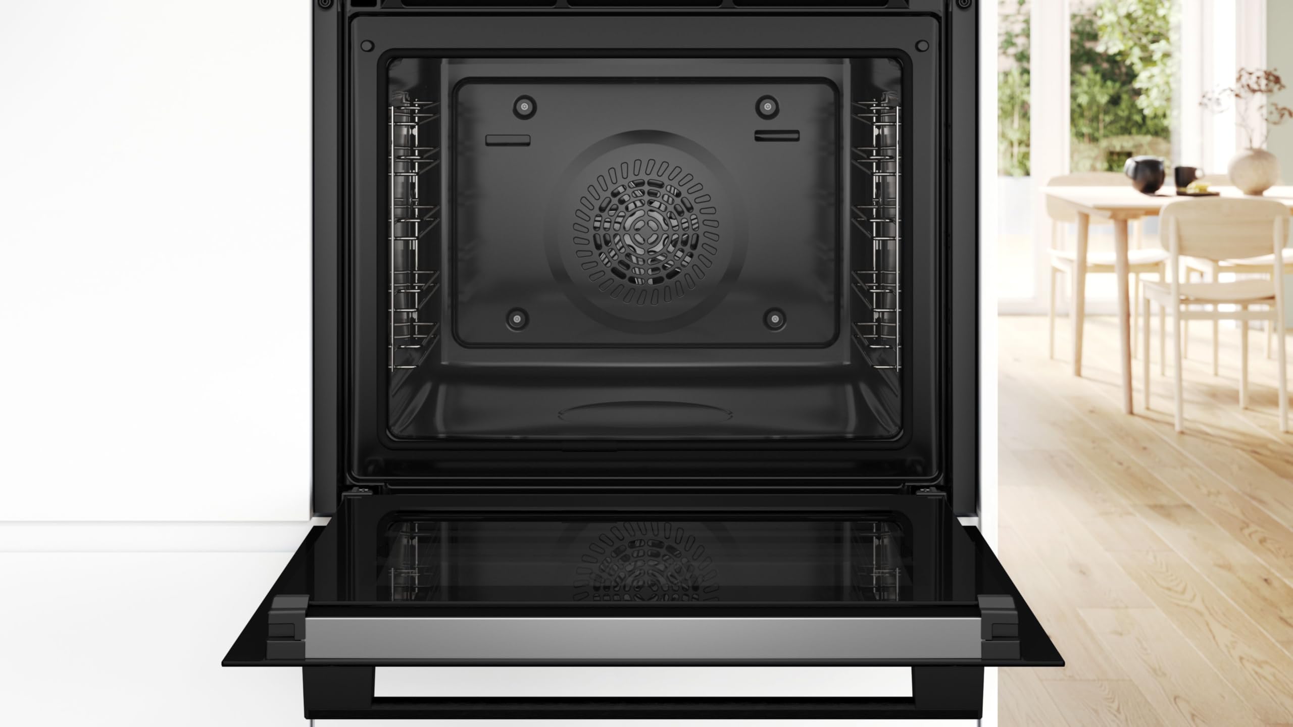 Bosch Serie 4 Einbau-Backofen 60 x 60 cm, HBA572BM3, AirFry Funktion, 10 Automatikprogramme, 3D Heißluft für gleichmäßige Ergebnisse, Pyrolytische Selbstreinigung, LED Touch Control, Matt Schwarz