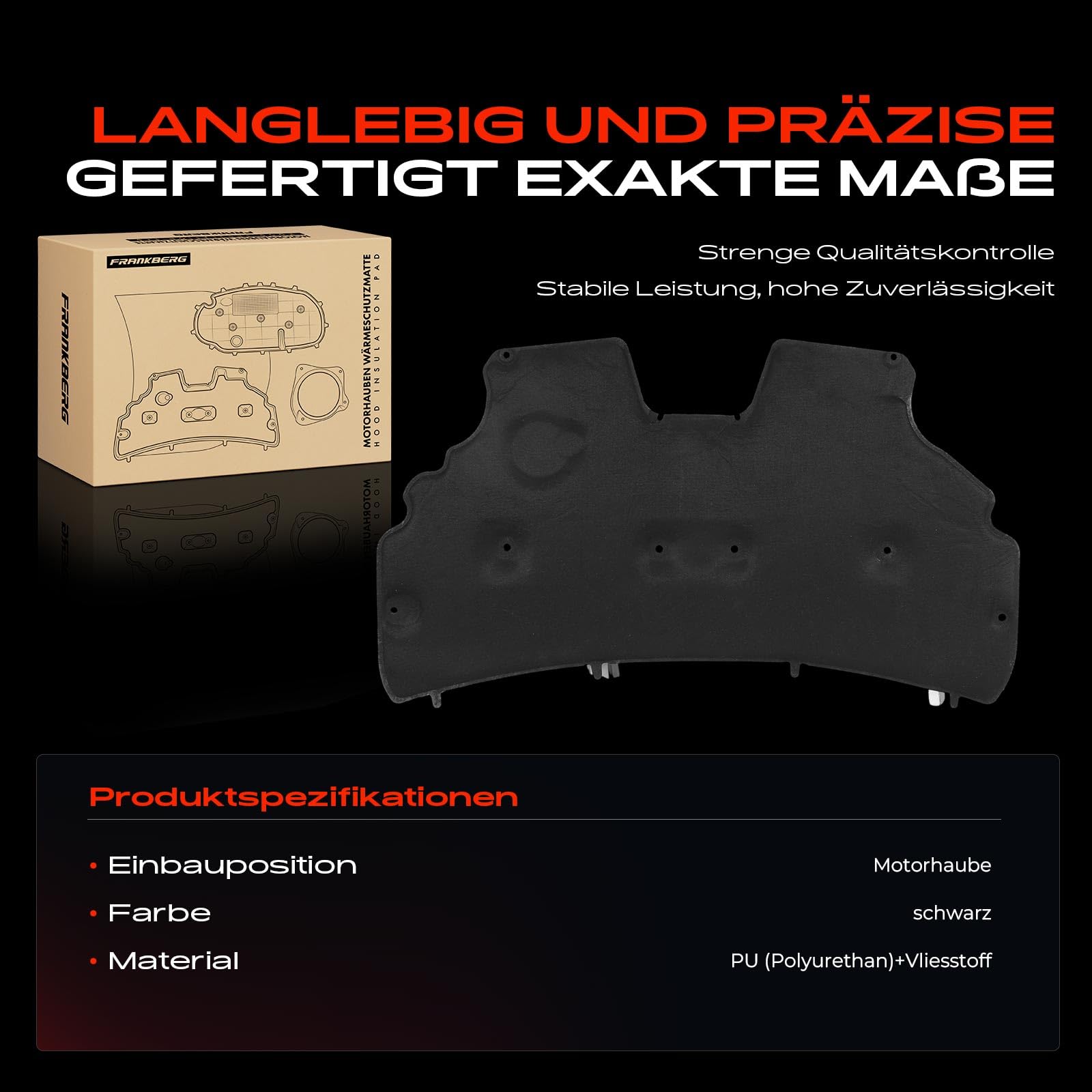 Frankberg Isolamento acustico del vano motore 1562666 1522829 | 8A61A16746AE; Compatibile con: Fiesta VI Van, Fiesta VI CB1 CCN