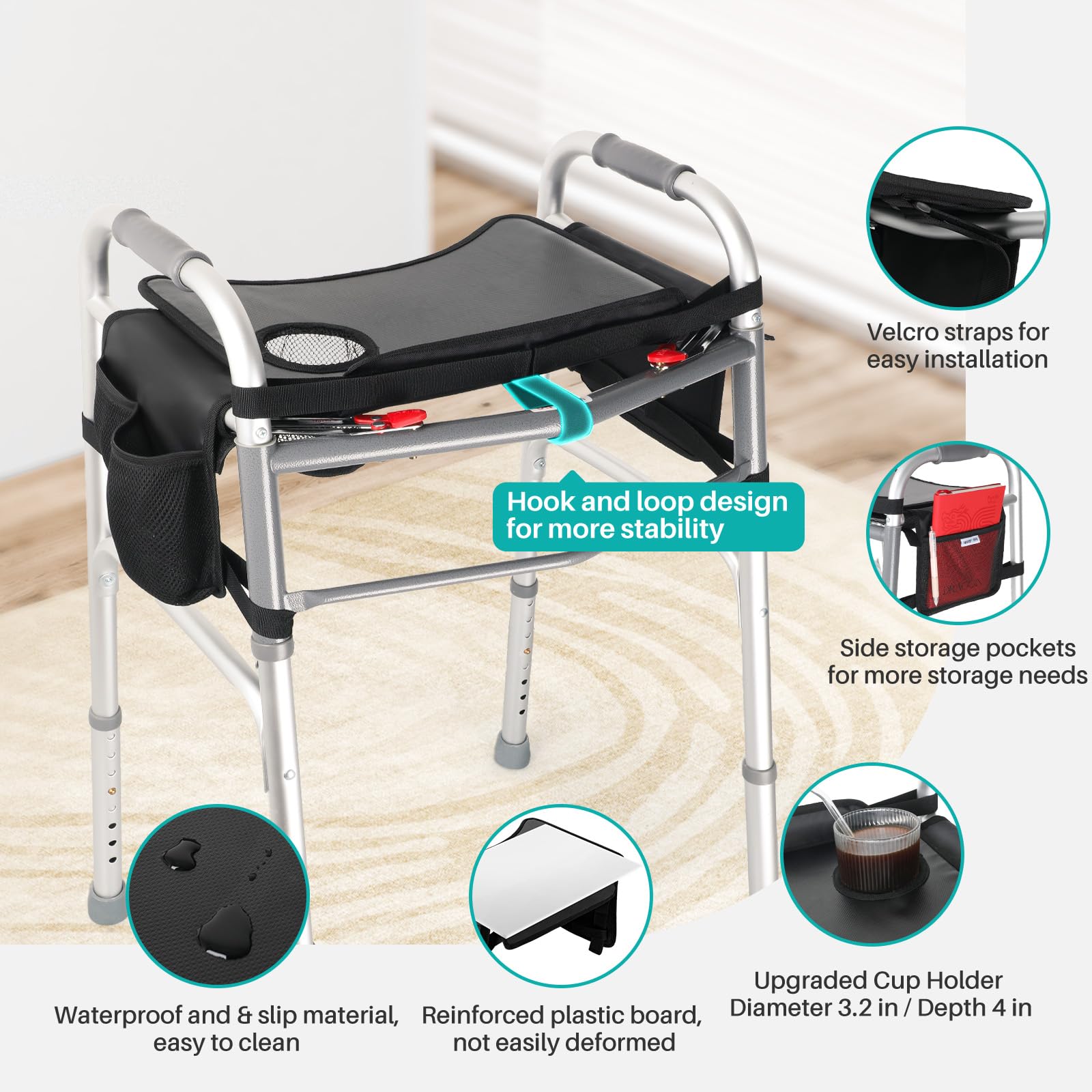 Walker Tray with Cup Holder, Mobility Table Trays for Walkers for ...
