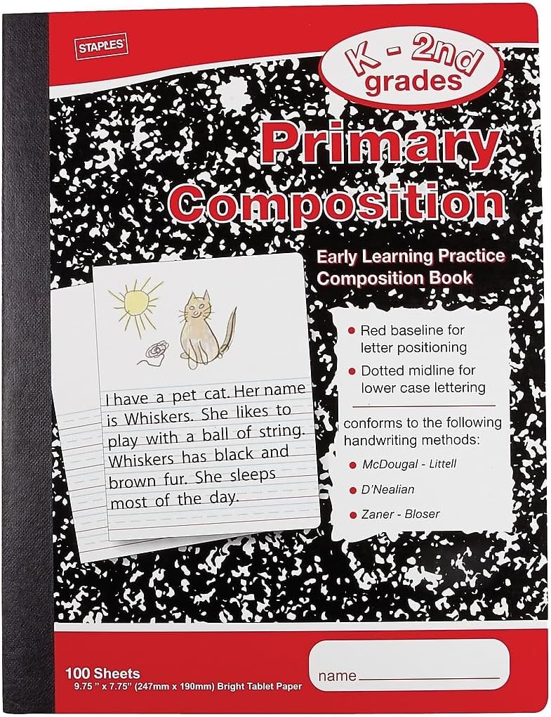 STAPLES Primary Composition Book, 9.75โ x 7.5โ, 12โPack