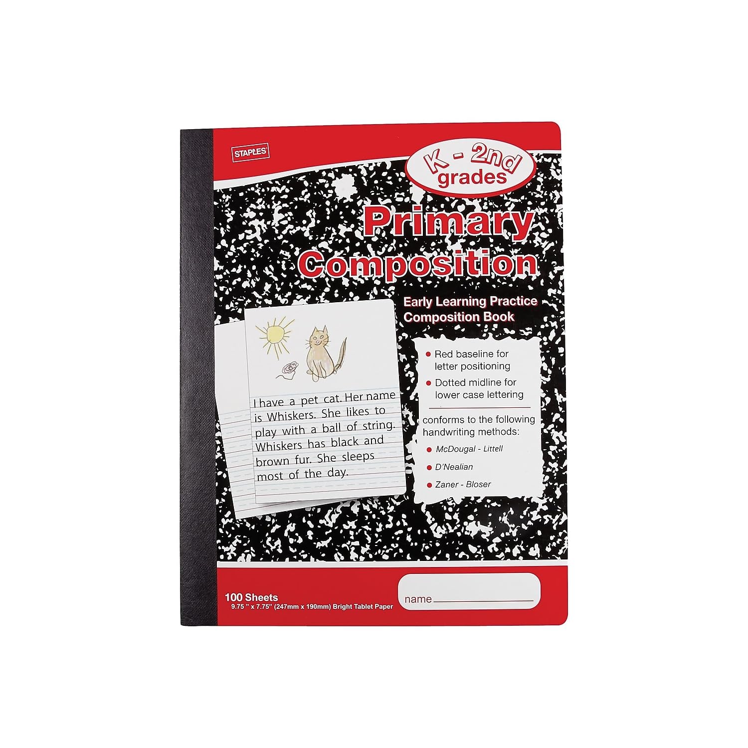 STAPLES Primary Composition Book, 9.75” x 7.5”, 12‑Pack