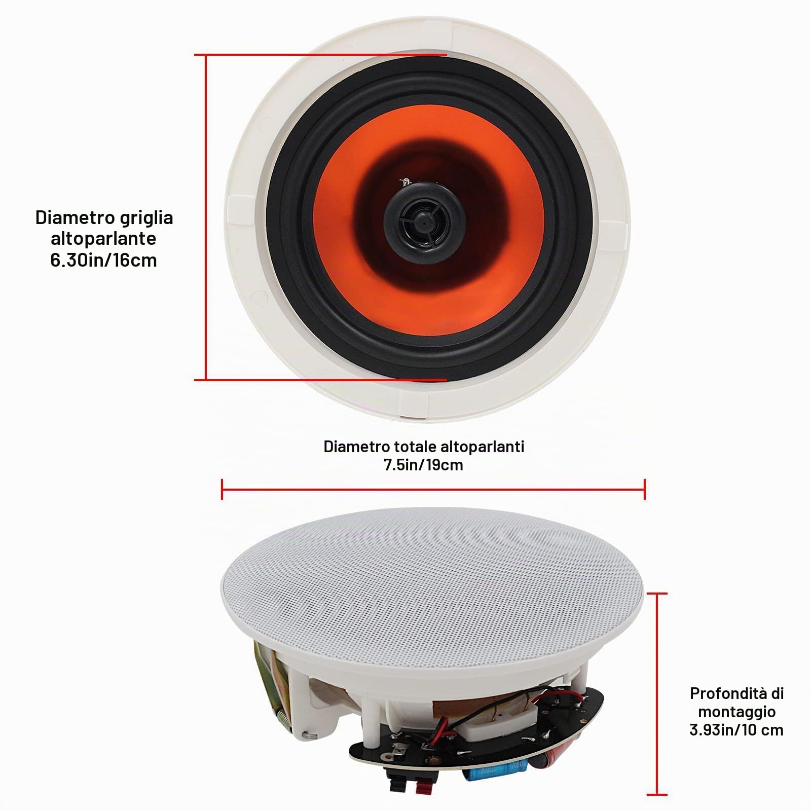 Herdio 6.5 pollici 4PCS 600W Altoparlanti da soffitto Sistema altoparlanti domestici da incasso