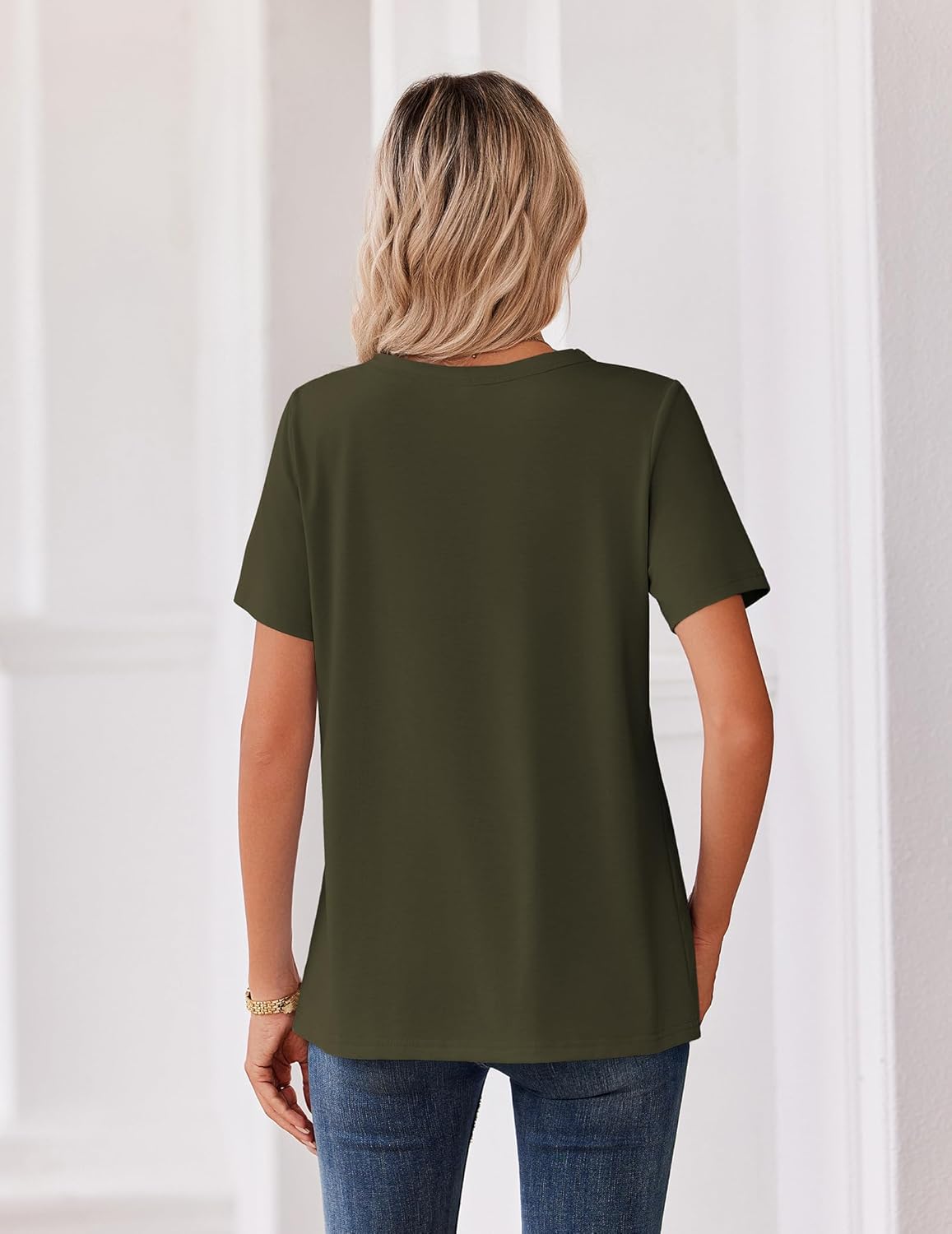 Zeagoo Womens Summer Tops V Neck Short Sleeve Shirts Dressy Casual Blouse Spring Vacation Tshirts Clothes - Image 6