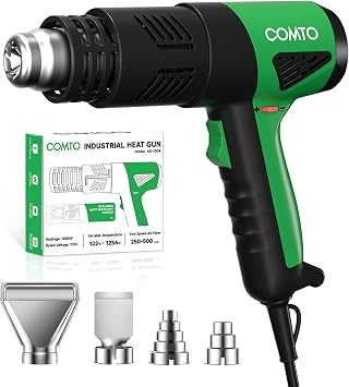 1800W industrial heat gun, fast heating, 168  to 1500 , variable temperature control, overheat protection, 2-speed airflow with 4