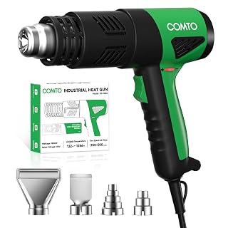 1800W Industrial Heat Gun, Fast Heating 122℉-1202℉ Variable Temperature Control Overheat Protection 2 Speed Air Flow with 4 Nozzles for Crafts, Shrinking Tubing, Vinyl Wrap (SG-1004) - Amazon product rated Grade A
