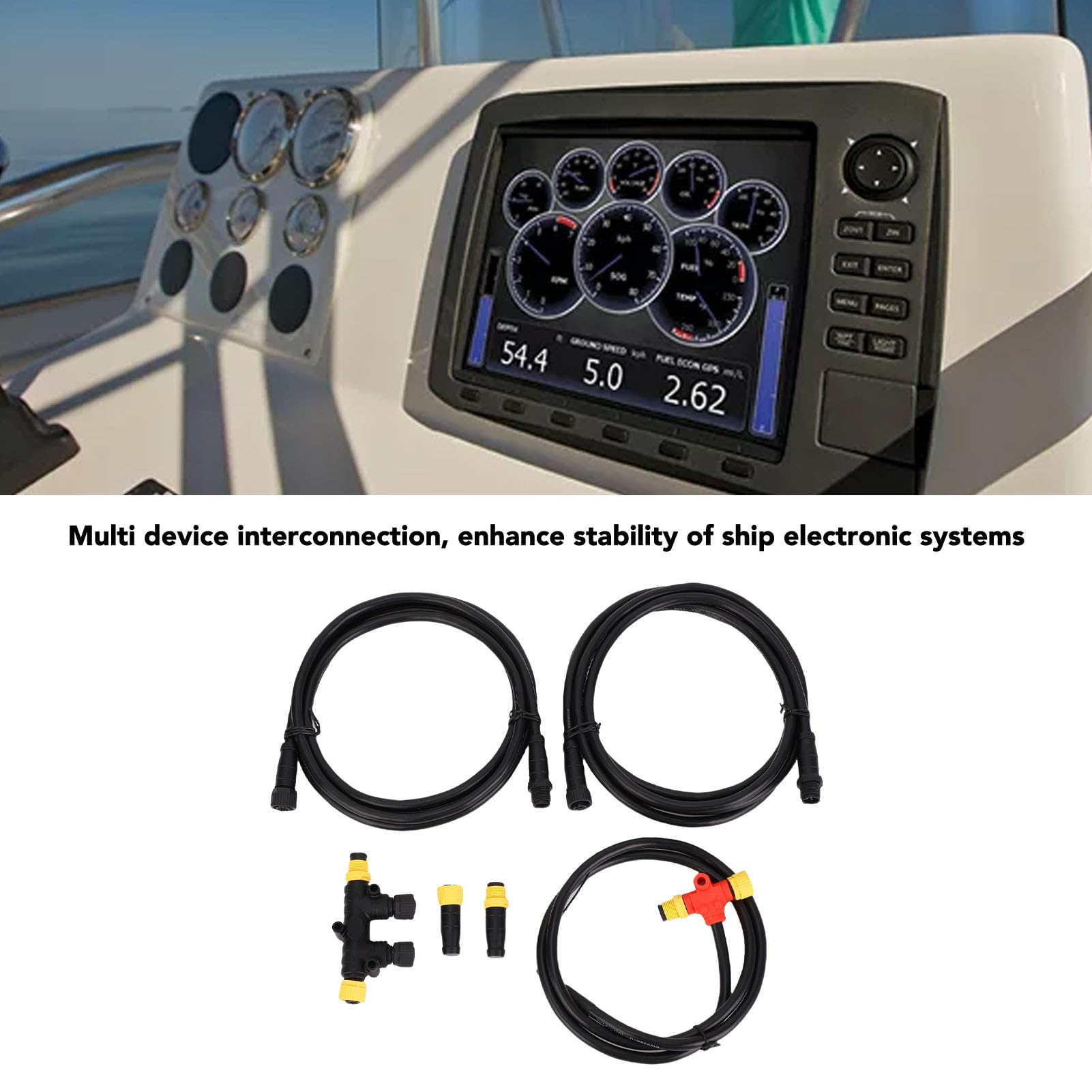 Kit de Inicio GPS Marino Acouto con Conector M12 de 5 Pines IP67 Impermeable y Cables Terminadores para Red NMEA 2000 Kit Accesorios Navegación Marina GPS Marine Starter Kit NMEA2000