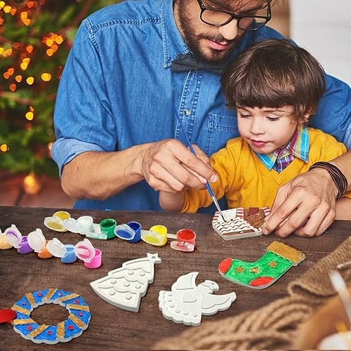 Miniatura 4 de Manualidades de Navidad para niños, decoración de árbol de Navidad, kits de adornos de resina (incluye pinceles de pintura), rellenos de calcetines,