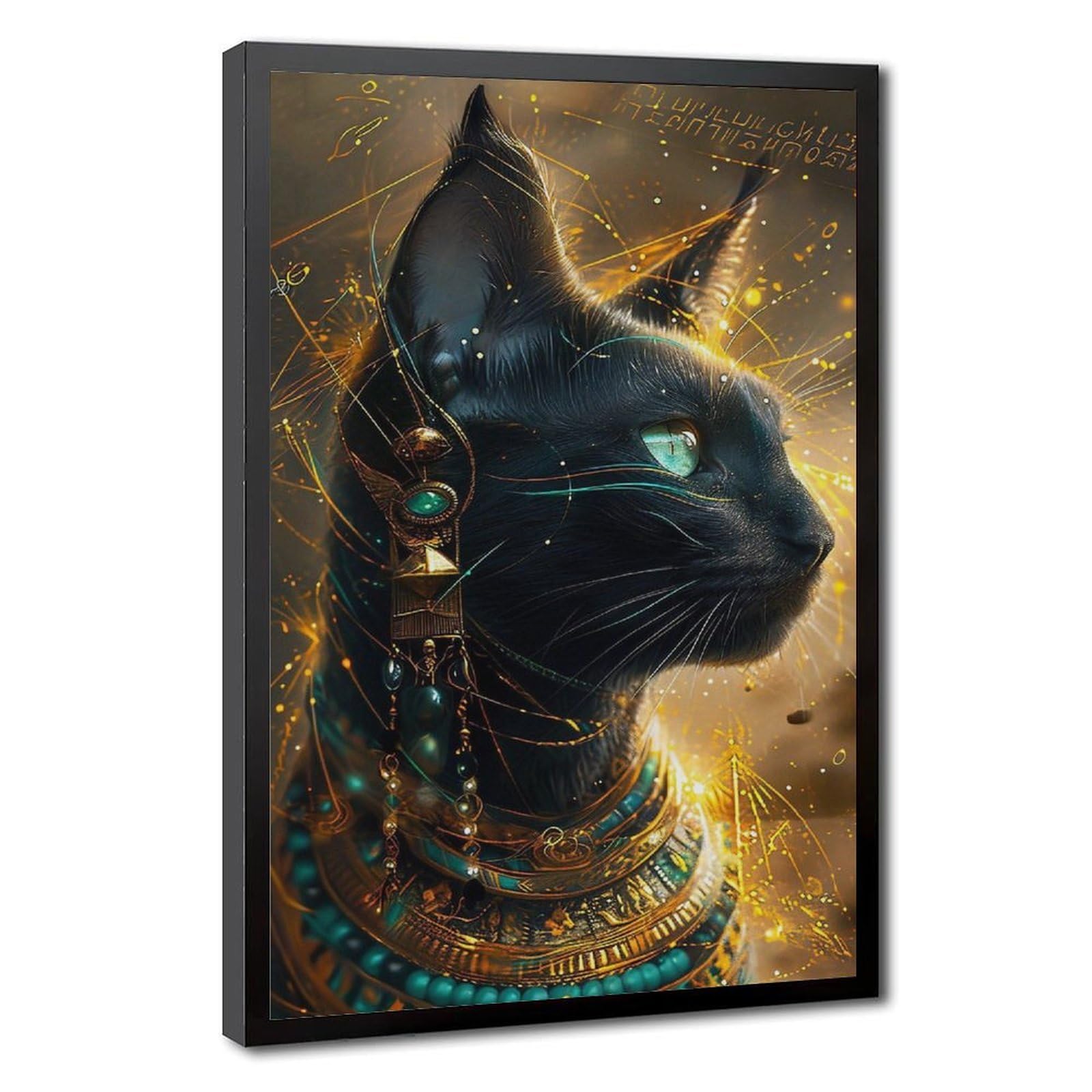 Bareronor Egyptian Abstract Cat Canvas Poster Bedroom Decor Landscape Office Room Decor Gift 12" L X 18" W